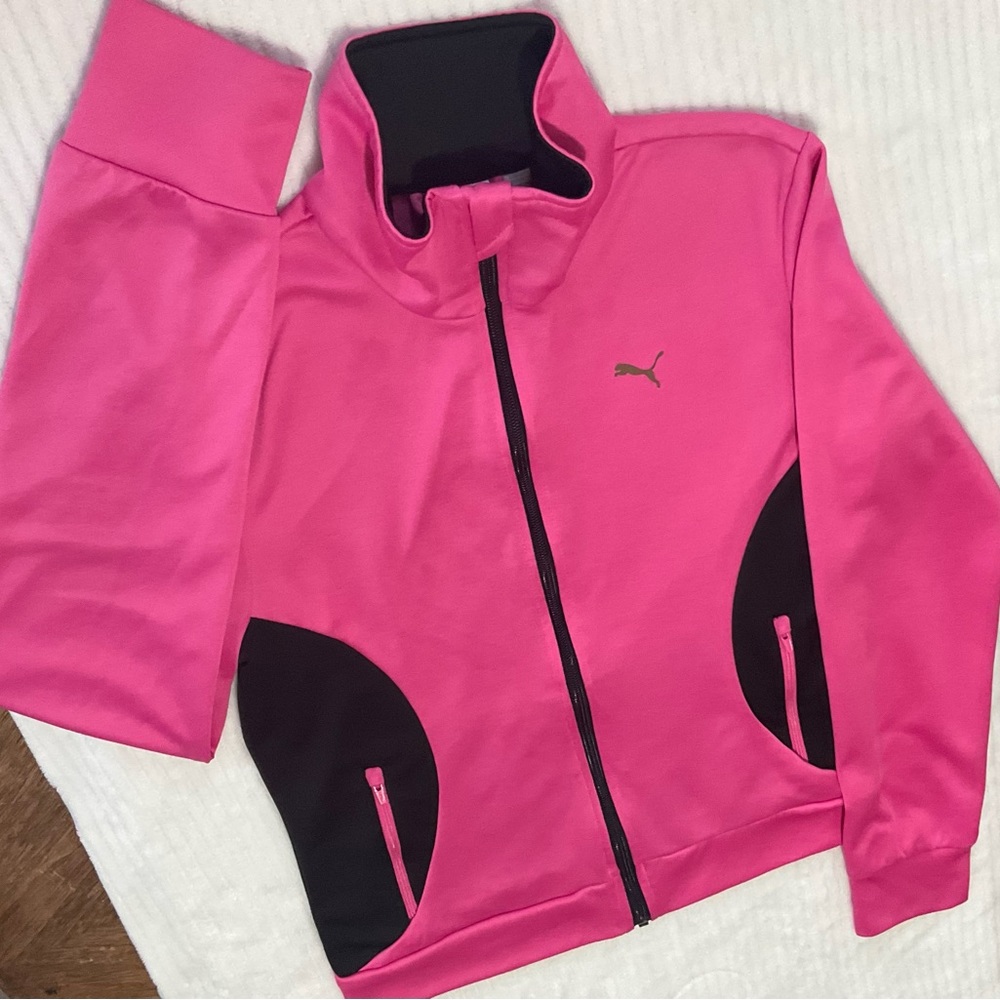 Puma Sport Lifestyles Women’s Pink Full Zip Collared Sweatshirt